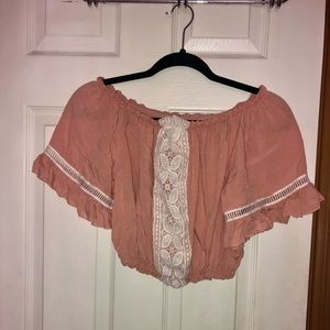 Pink Off Shoulder Crop Top